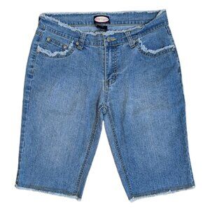 VTG Y2K Zoey Beth Womens Denim Cutoff Bermuda Jorts Sz 7/8 Fray Hem Shorts